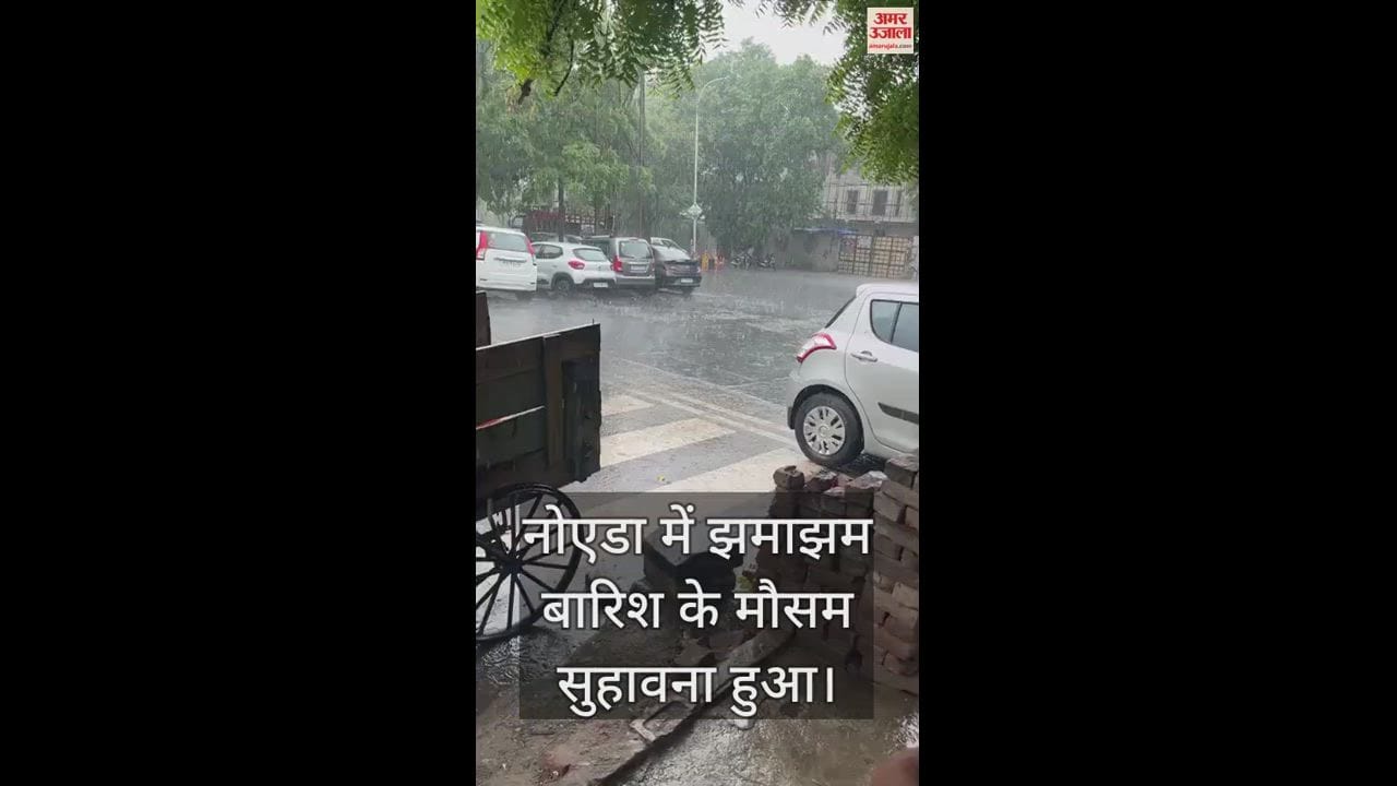 VIDEO : नोएडा में बदला मौसम, उमस भरी गर्मी से बारिश ने दी राहत, देखें वीडियो