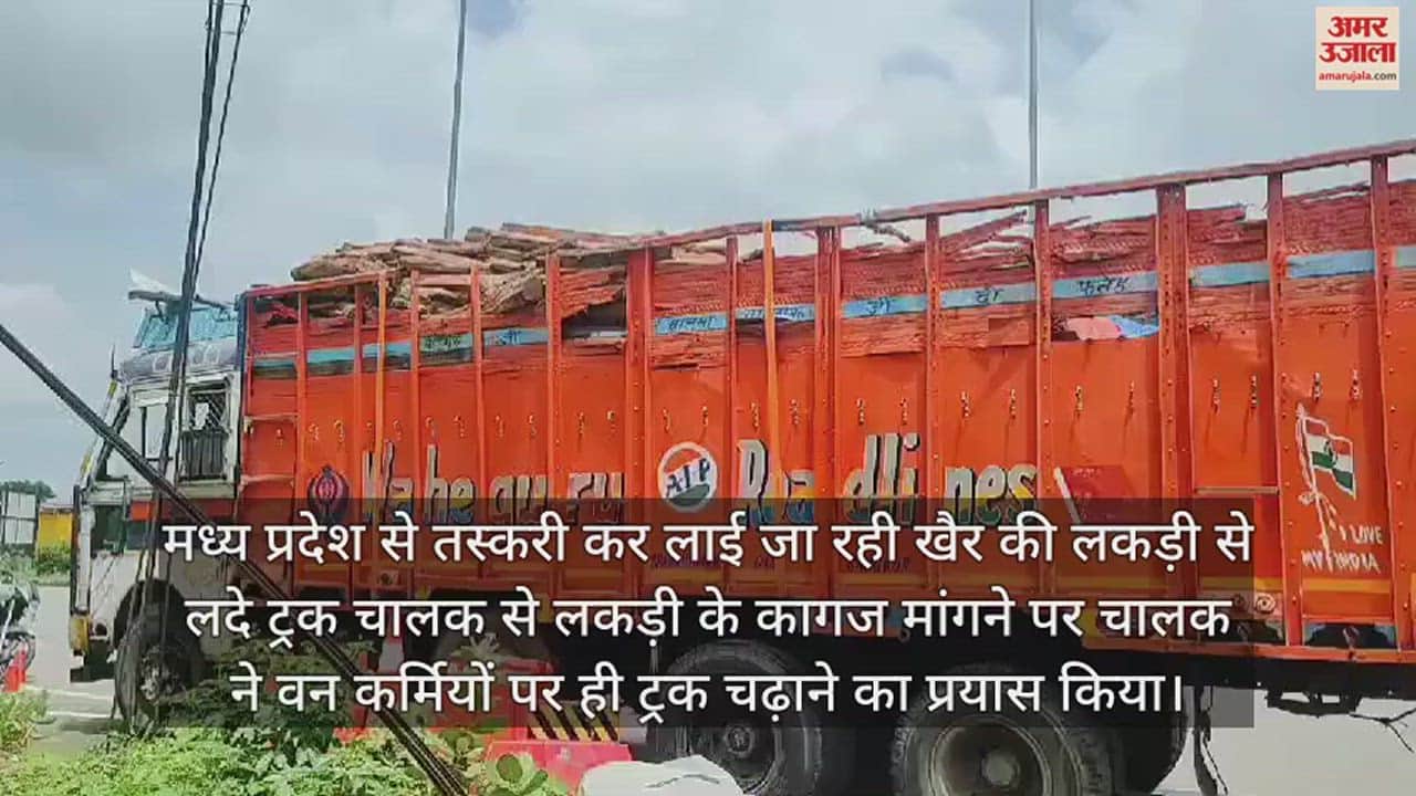 VIDEO : लकड़ी तस्करी कर ले जा रहे ट्रक चालक ने वन विभाग की टीम को कुचलने का किया प्रयास