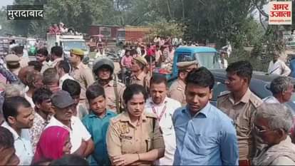 VIDEO : accused of murder of woman in Kanth were not arrested, people blocked the highway