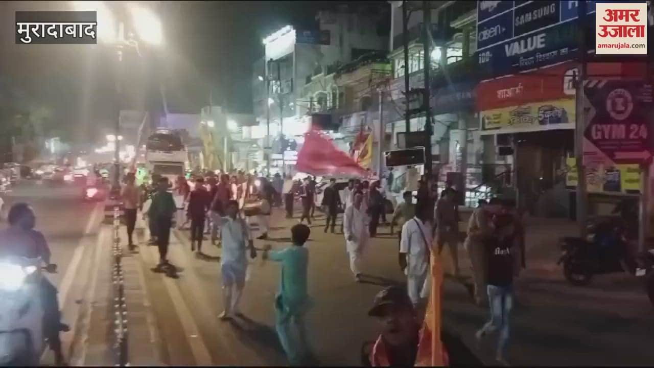 VIDEO : Khatu Shyam Nishan Yatra took place with great pomp in Rampur, hundreds of devotees participated