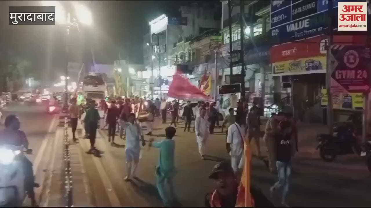 VIDEO : Khatu Shyam Nishan Yatra took place with great pomp in Rampur, hundreds of devotees participated