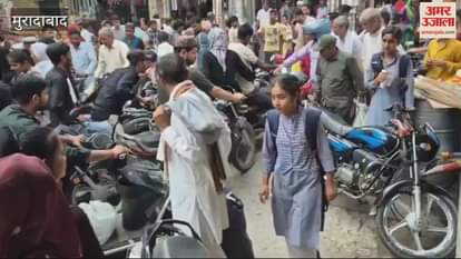 VIDEO : Crowds gathered in Bilari Nagar markets on Dhanteras, shopping in large numbers at jewellery and utensils shops
