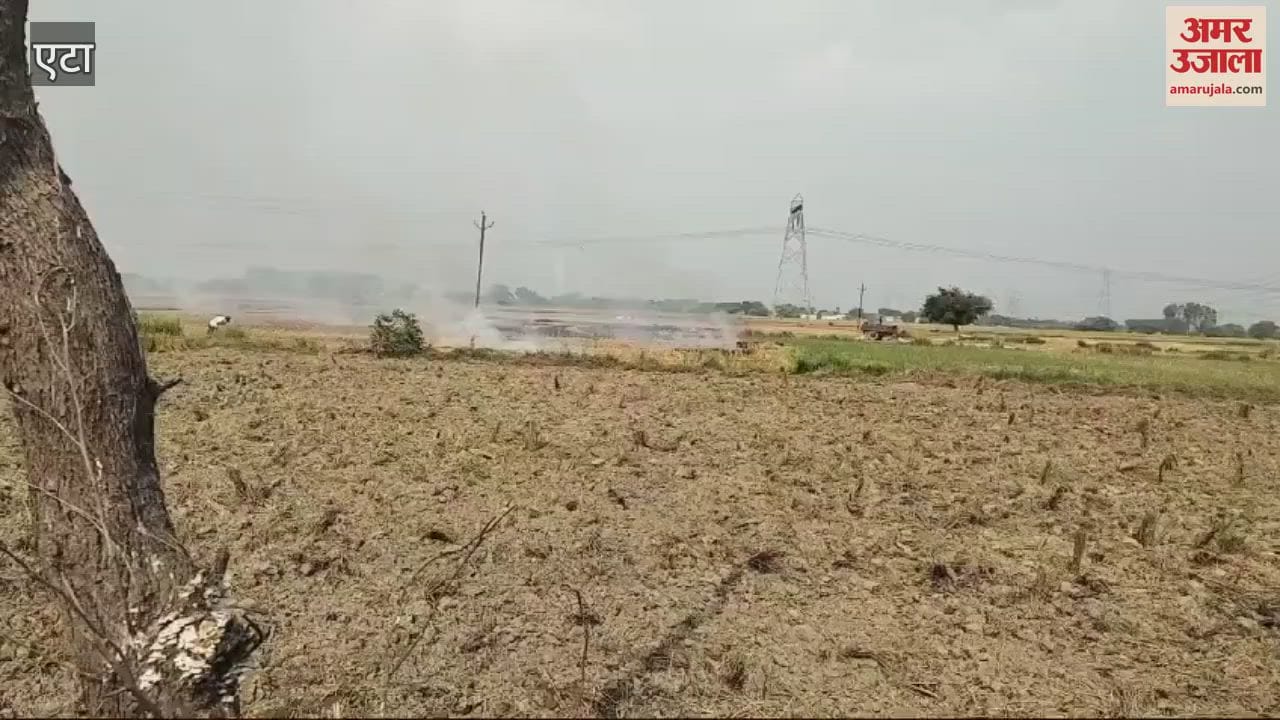 VIDEO : एटा में किसानों ने चुपके से जला दी पराली, वीडियो हुआ वायरल