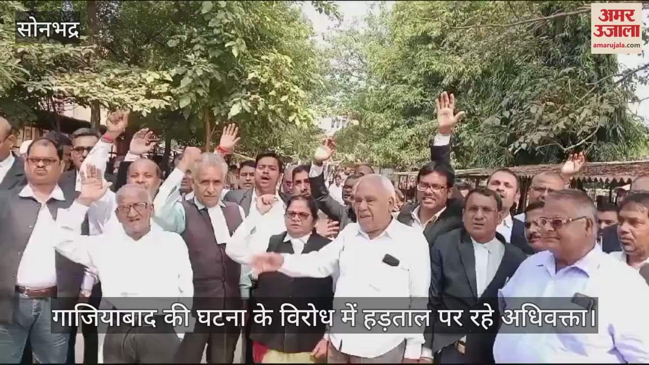 VIDEO : Advocates protest in Sonbhadra court, anger over Ghaziabad incident abstain from judicial work