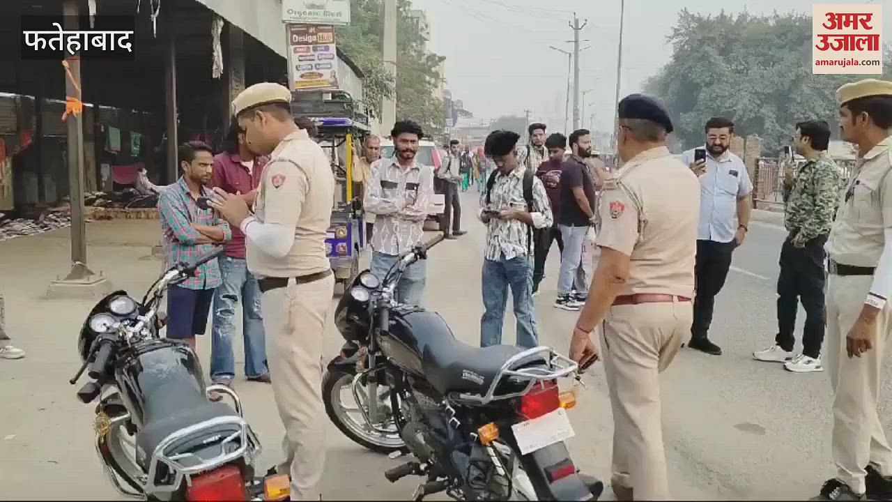 VIDEO : In Fatehabad, police issued challans to 49 vehicles breaking rules without number plates