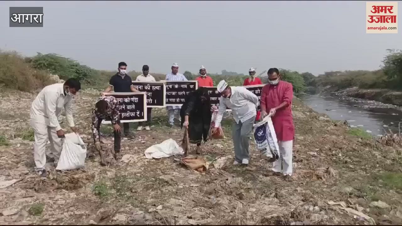 VIDEO : यमुना में गंदे नालों का पानी, आम आदमा पार्टी कार्यकर्ताओं ने की सफाई