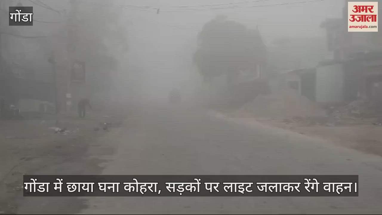 VIDEO : गोंडा में छाया घना कोहरा, सड़कों पर लाइट जलाकर रेंगे वाहन
