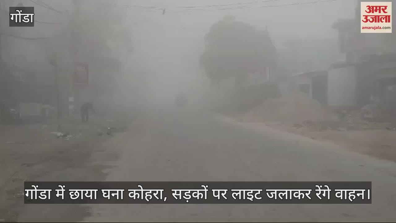 VIDEO : गोंडा में छाया घना कोहरा, सड़कों पर लाइट जलाकर रेंगे वाहन