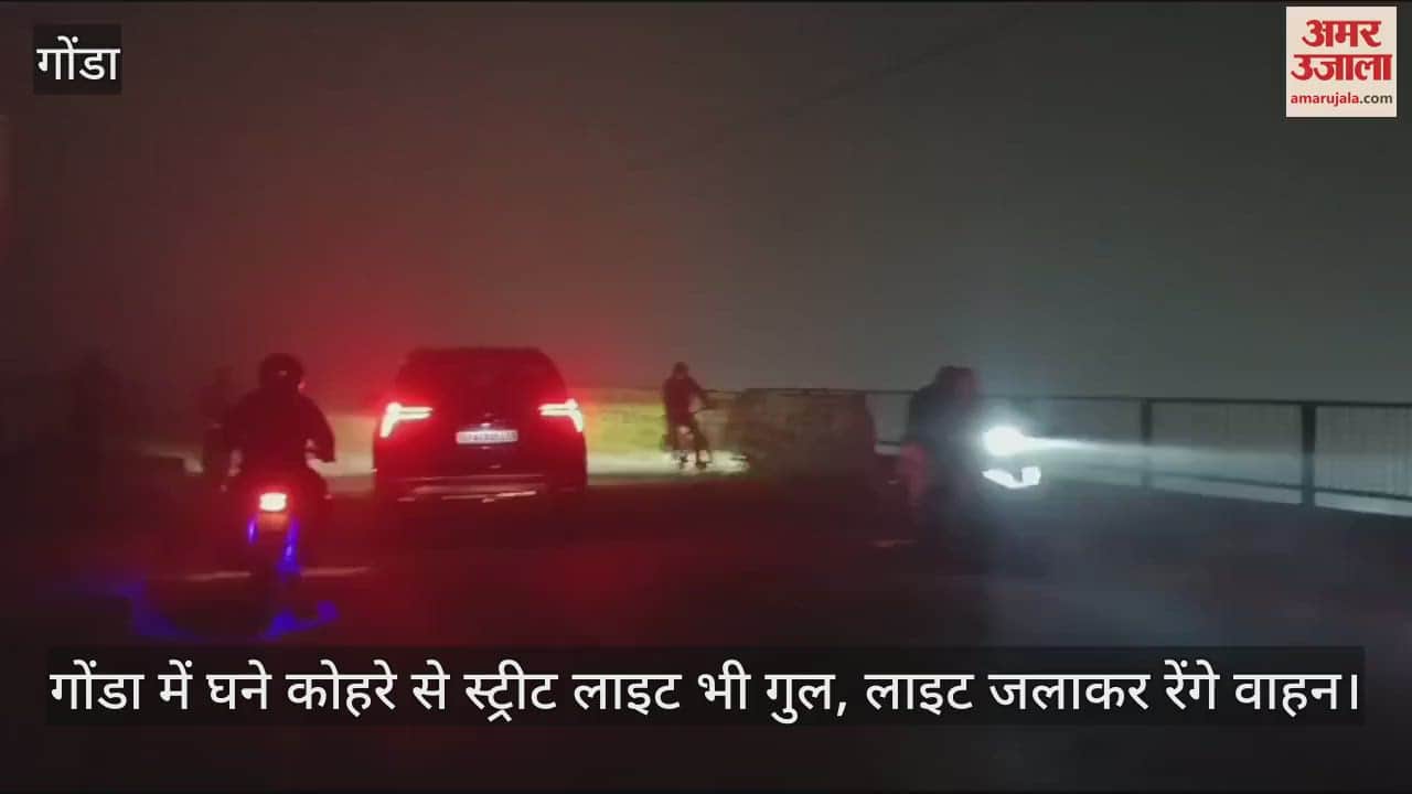 VIDEO : गोंडा में घने कोहरे से स्ट्रीट लाइट भी गुल, लाइट जलाकर रेंगे वाहन