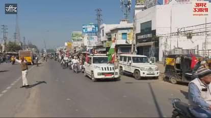 VIDEO : In Jind, the United Kisan Morcha took out a tractor march in Narwana, hundreds of tractors participated