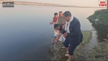 VIDEO : On the allegations of Kejriwal, BJP leader Rajiv Jain and district president Jasbir Dodwa reached Yamuna Ghat in Sonipat