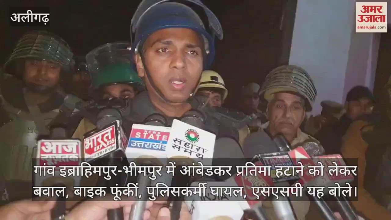 VIDEO : गांव इब्राहिमपुर-भीमपुर में आंबेडकर प्रतिमा हटाने को लेकर बवाल, बाइक फूंकीं, पुलिसकर्मी घायल, एसएसपी यह बोले