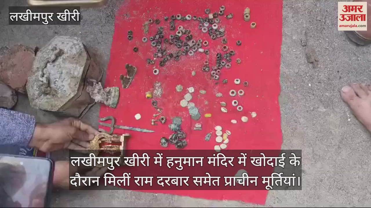 VIDEO : Ancient idols including Ram Darbar found during excavation in Hanuman temple