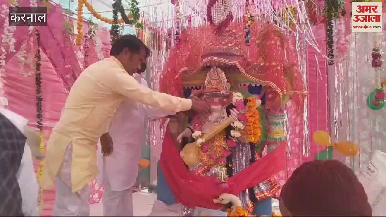 VIDEO : नई सब्जी मंडी में सरस्वती माता की मूर्ति स्थापित