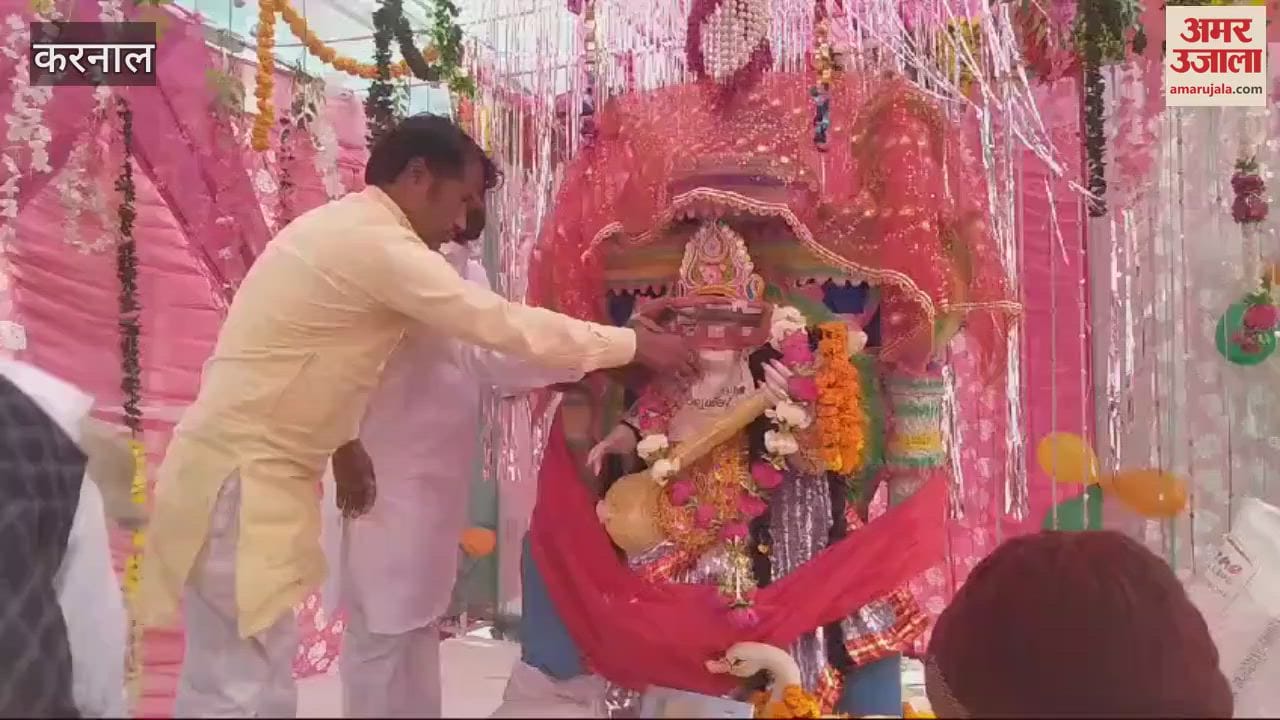 VIDEO : नई सब्जी मंडी में सरस्वती माता की मूर्ति स्थापित