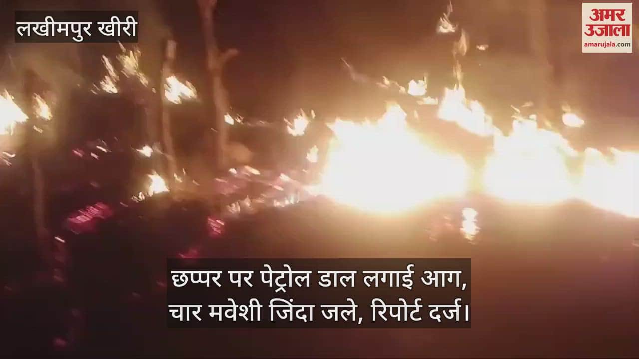 VIDEO : hut set on fire by pouring petrol four cattle were burnt alive in Lakhimpur Kheri