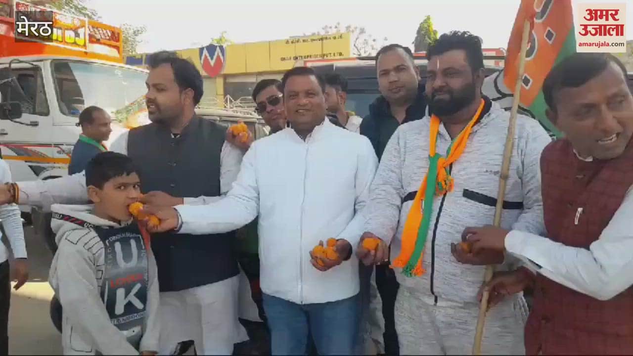 VIDEO : Meerut: BJP workers distributed laddus on victory in Delhi.