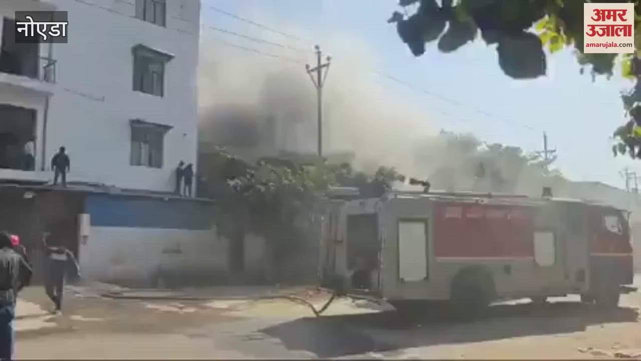 VIDEO : fire breaks out in cosmetic factory in Greater Noida