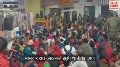 VIDEO : Uncontrollable crowd gathered at Jhunsi railway station, the crowd of devotees is continuously increasing.