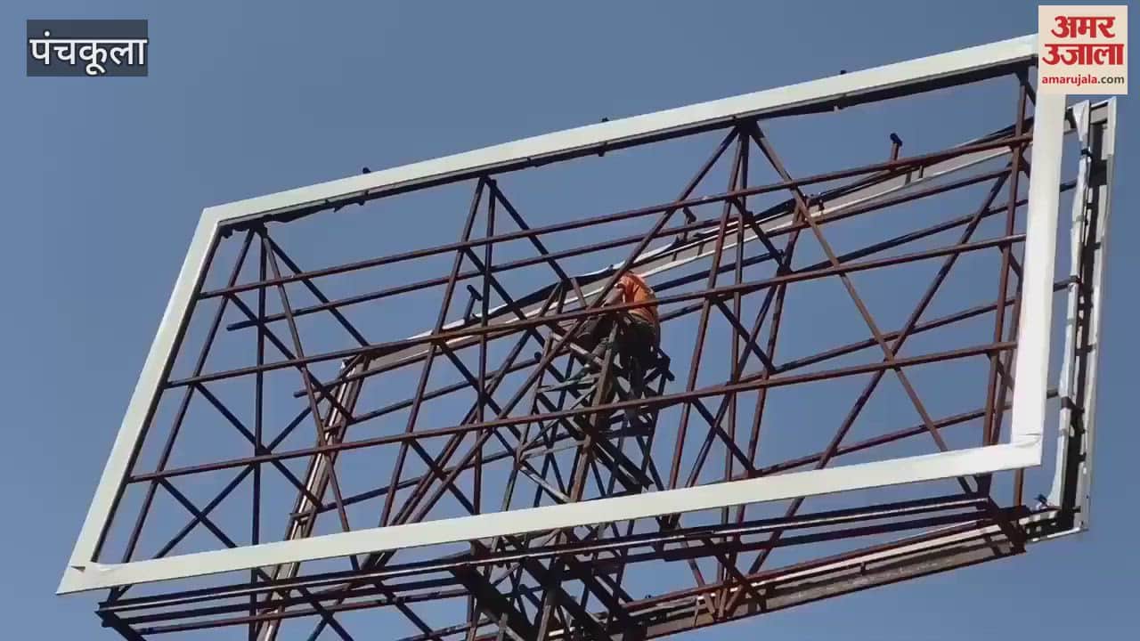 VIDEO : In Panchkula, a drunk person climbed on a unipole and fell asleep, fire workers rescued him