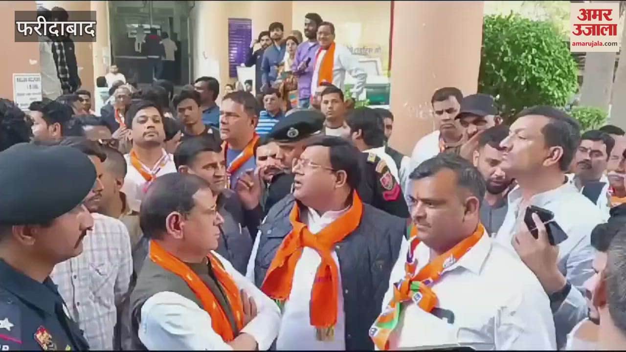 VIDEO : Union Minister of State Krishna Pal Gurjar reached the nomination of BJP mayor candidate in Faridabad