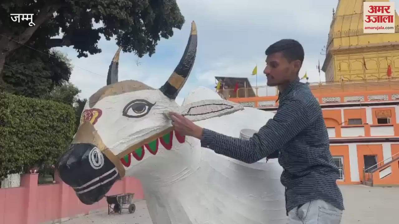 VIDEO : Nandi ji's coloring before Mahashivratri, procession being prepared in Ranbireshwar temple