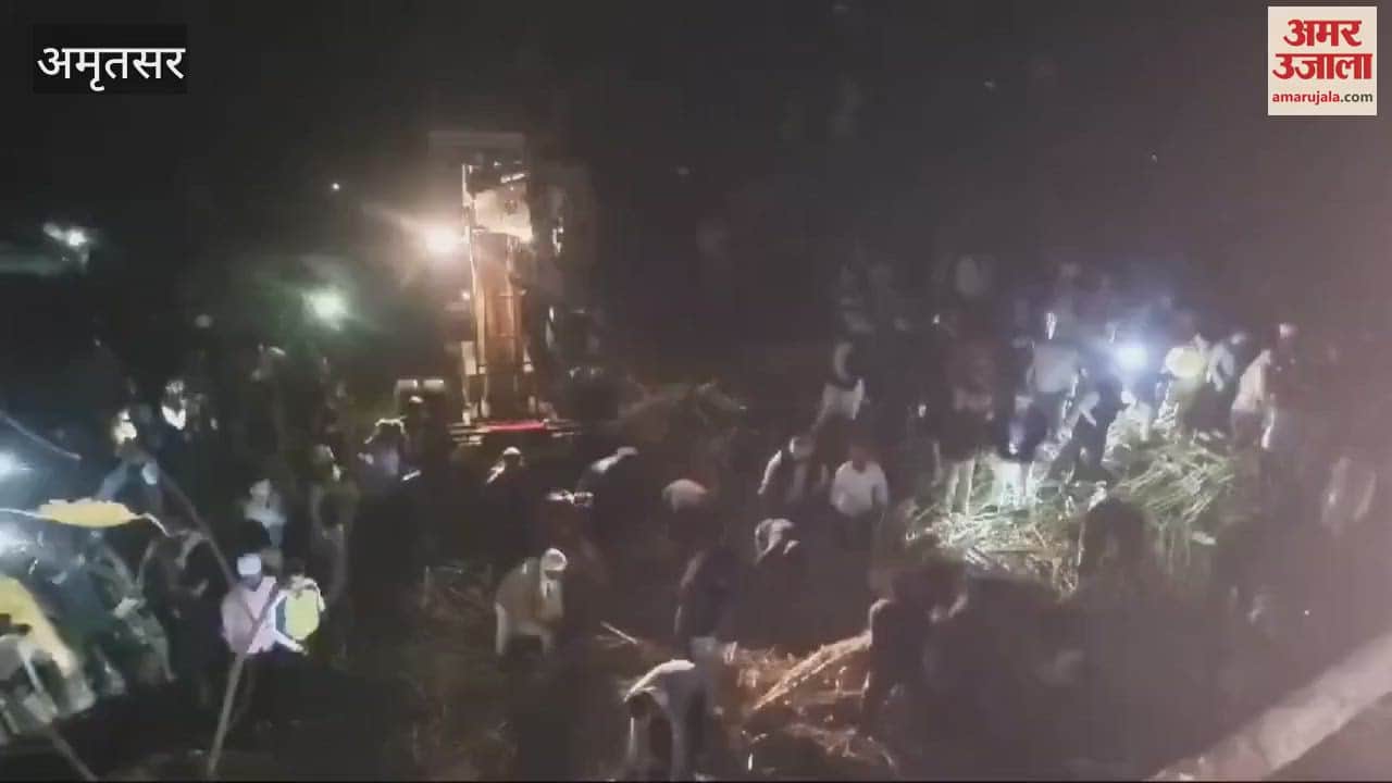 VIDEO : Tractor trolley loaded with sugarcane overturned in amritsar driver died