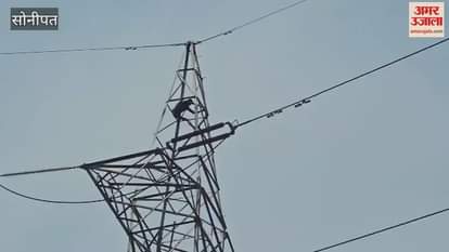 VIDEO : In Sonipat, a young man had climbed a tower located near National Highway-44 at Piau Maniyar