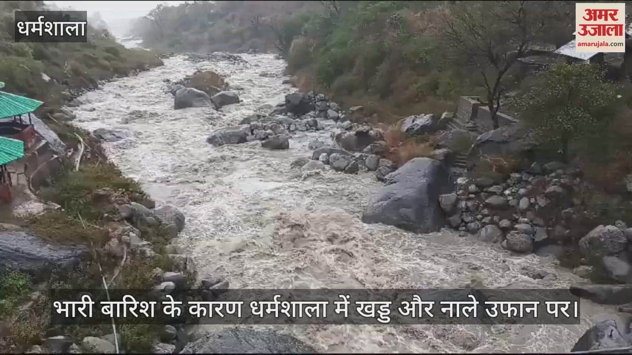 VIDEO : Due to heavy rains, ravines and drains are overflowing in Dharamsala