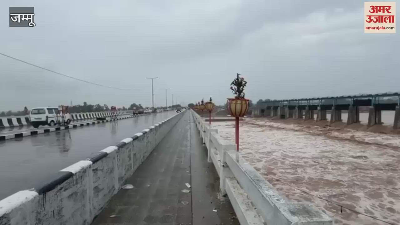 VIDEO : Water level rises in Tawi river in Jammu, dumper driver rescued by SDRF and police