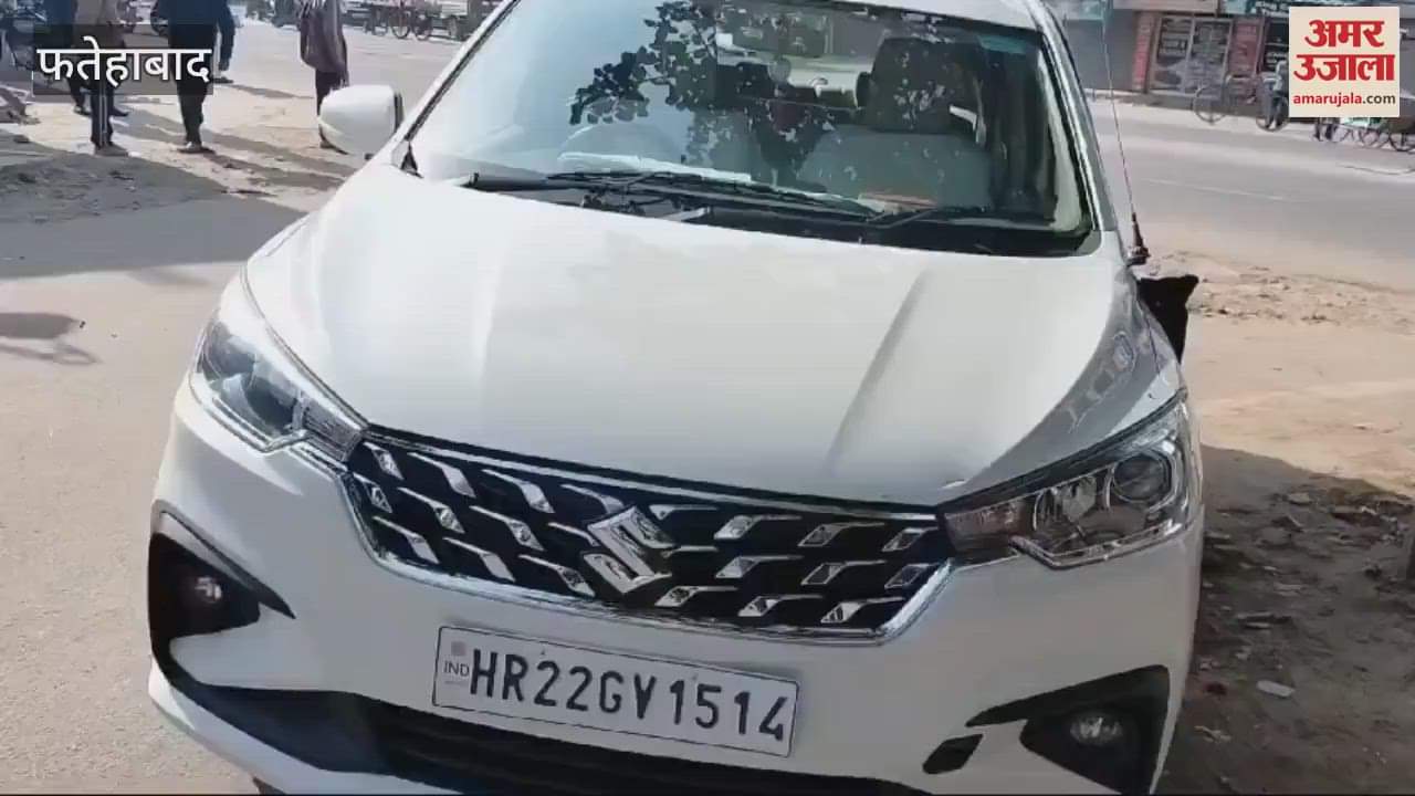 VIDEO : DSP's car hit by a private bus in Fatehabad, he escaped unhurt