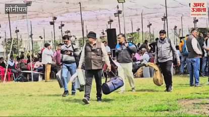 VIDEO : Polling parties in Sonipat left for booths with EVMs and election material