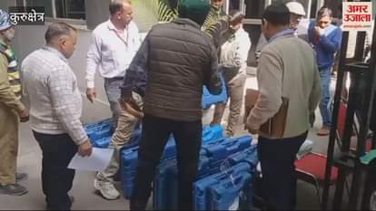 VIDEO : Polling parties leave for municipal elections in Kurukshetra