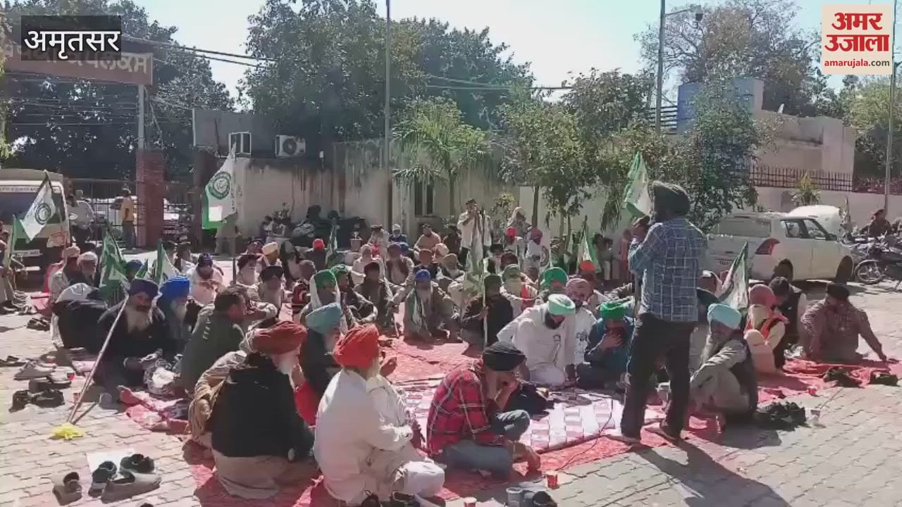 VIDEO : Farmers sit on dharna at Mini Secretariat in Amritsar for compensation for damage caused by hailstorm