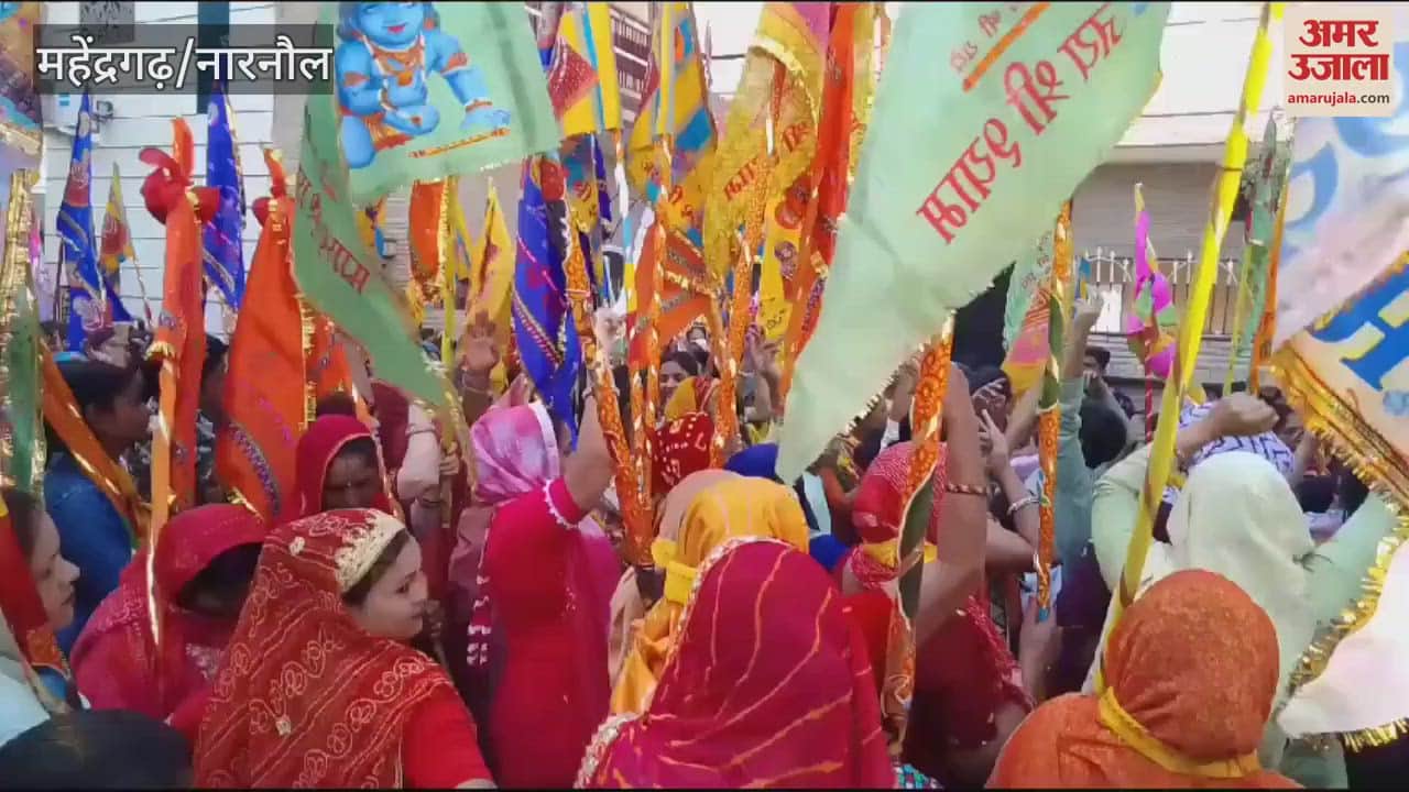 VIDEO : Procession taken out from Shyam Mandir in Narnaul, devotees danced on DJ