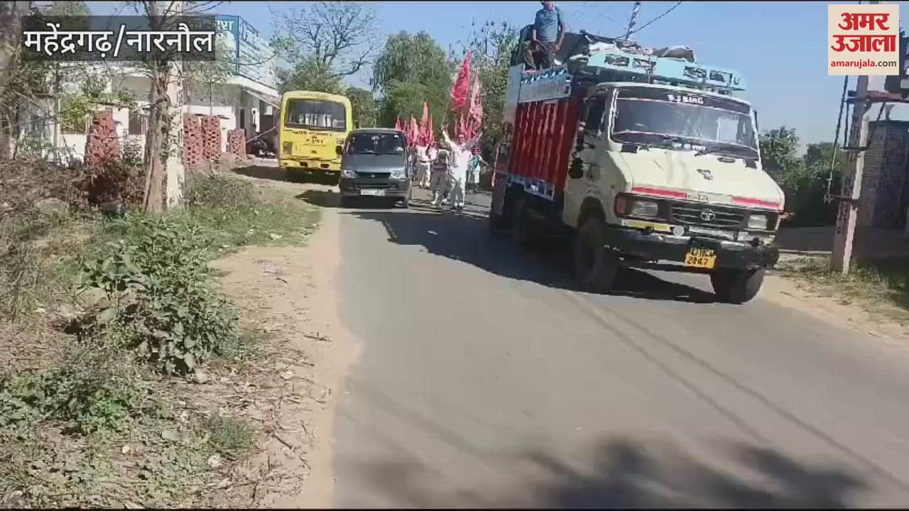 VIDEO : group of 181 devotees of Shri Shyam Sevak Mandal left for Jaitpur Dham in Mahendragarh