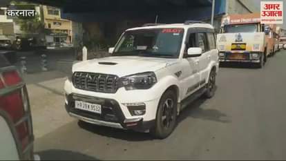 VIDEO : करनाल में 120 त्रिशूल यात्रा पुष्प वर्षा कर स्वागत किया