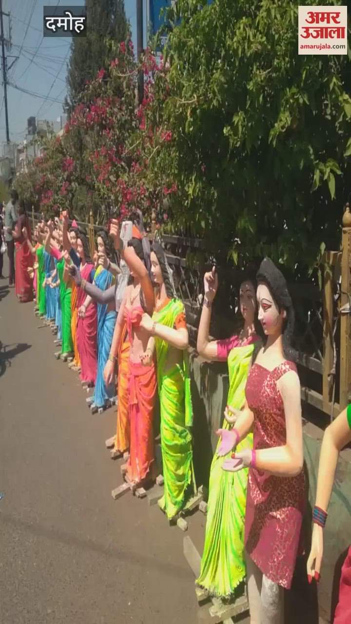 Damoh News Statues kept in the market for Holika Dahan