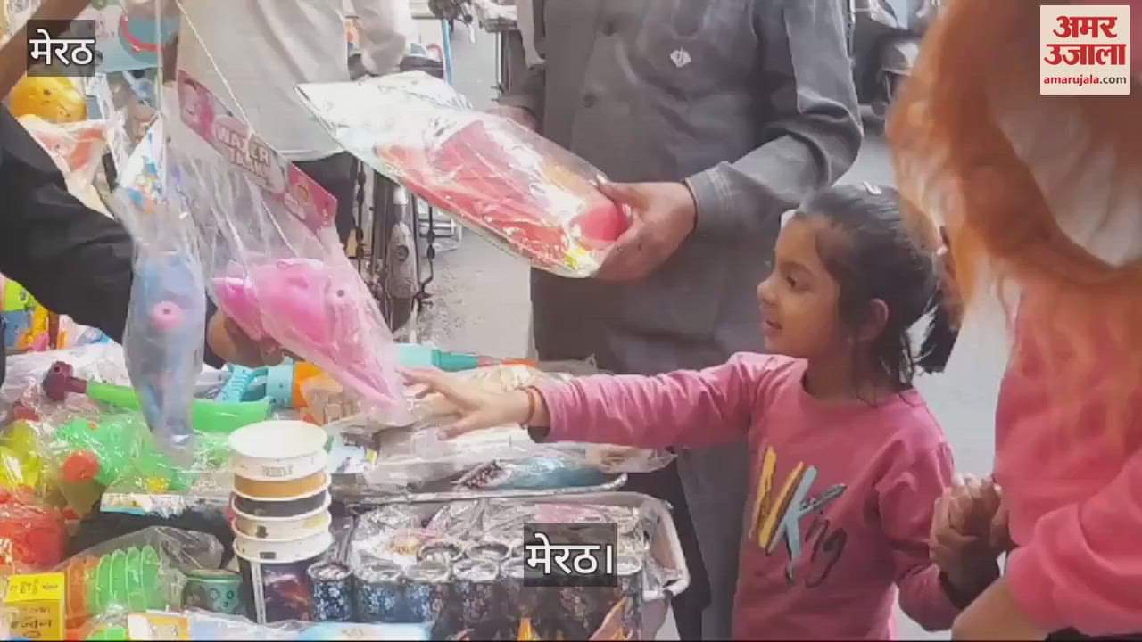 VIDEO : Holi's spirit was seen in Meerut's markets, children bought colours, balloons and pichkaris