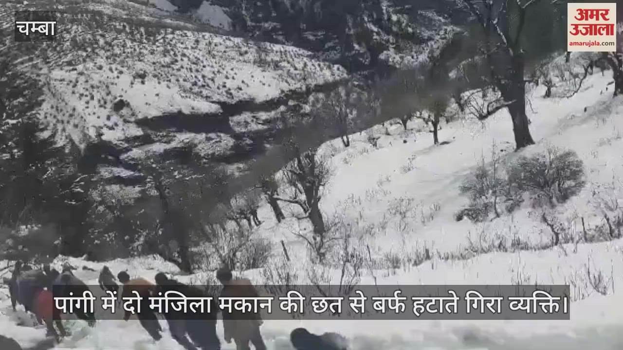VIDEO : person fell while removing snow from the roof of a two-storey house in Pangi