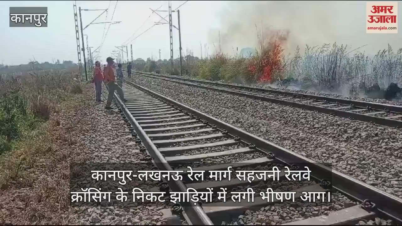 VIDEO : Kanpur…रेलवे क्रॉसिंग के पास झाड़ियों में लगी भीषण आग, GRP प्रभारी बोले- कोई जनहानि नहीं हुई है