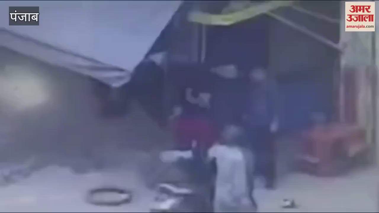 VIDEO : tyre burst while filling air, the boy jumped up high due to the explosion in Firozpur