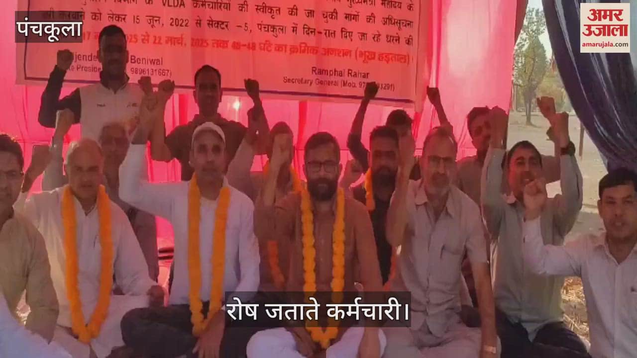 VIDEO : पंचकूला में डिप्लोमा वेटरनरी एसोसिएशन के कर्मियों ने दिया धरना
