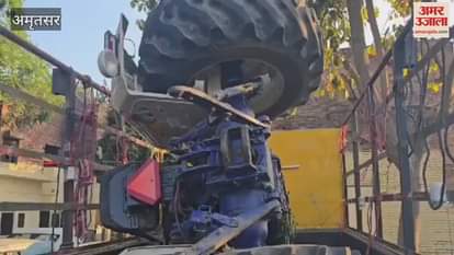 VIDEO : तेज रफ्तार ट्रक ने ट्राली को मारी टक्कर, चालक की मौत