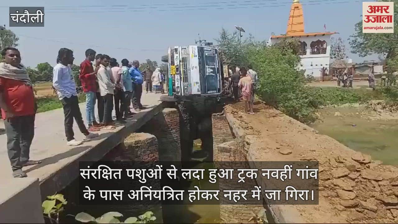 VIDEO : A truck full of protected animals overturned in a canal in Chandauli
