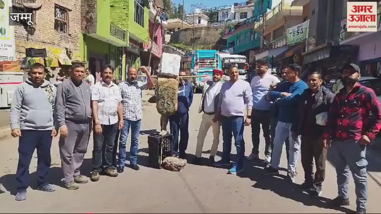 VIDEO : BJP workers protest in Chinani, burn effigy of AAP MLA