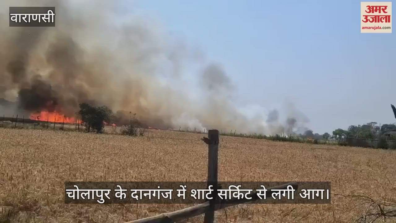 VIDEO : Fire broke out in a field due to electrical short circuit in Varanasi