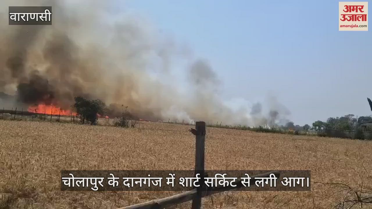 VIDEO : Fire broke out in a field due to electrical short circuit in Varanasi