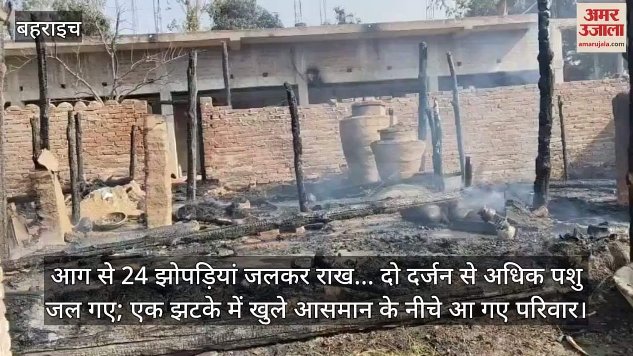 VIDEO : आग से 24 झोपड़ियां जलकर राख... दो दर्जन से अधिक पशु जल गए; एक झटके में खुले आसमान के नीचे आ गए परिवार