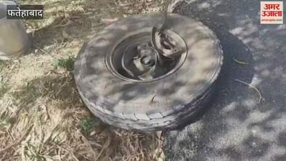 VIDEO : The tyre of a moving vehicle came off in Bhodia Kheda of Fatehabad, the driver narrowly escaped